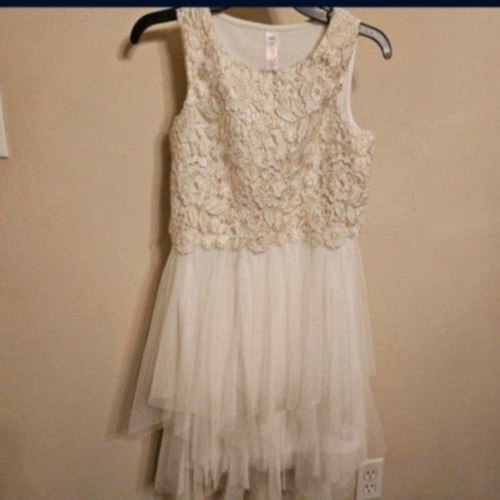 Elegant Cream Lace Kids Dress